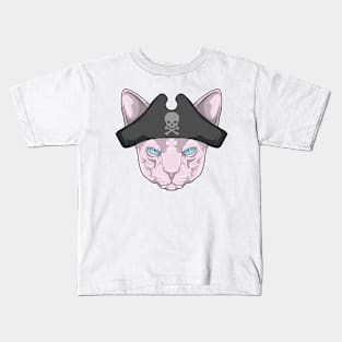 Cat as Pirate with Pirate hat Kids T-Shirt